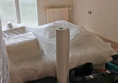Mise en place pour peinture intérieure de maison